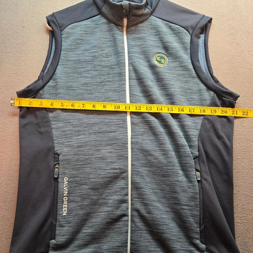Galvin Green Mens Golf Vest Gray Navy Blue Full Zip Mock Neck Performance Size M